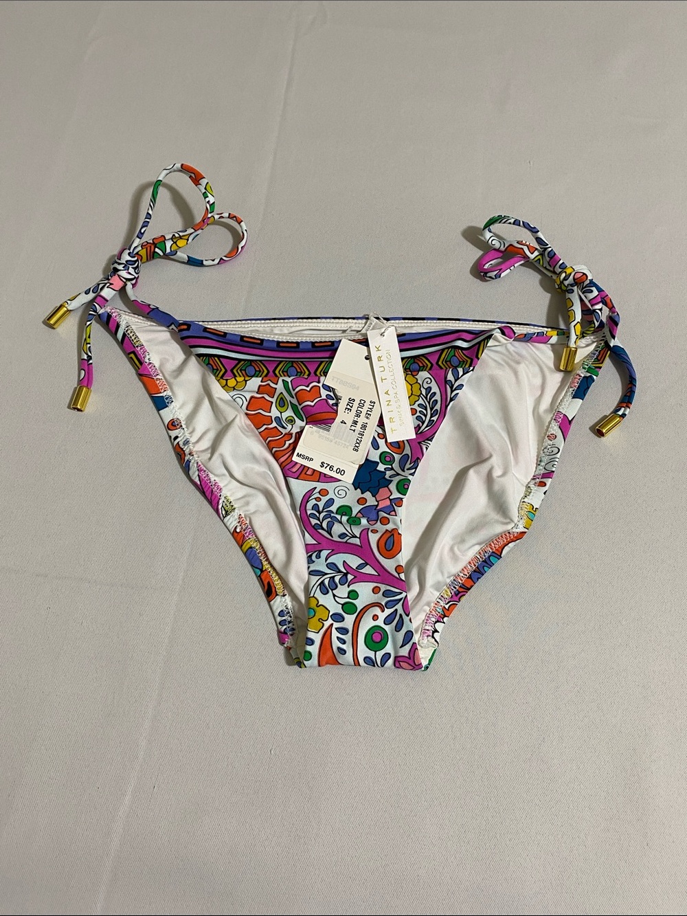 TRINA TURK Floral Print String Bikini Bottom Size 4